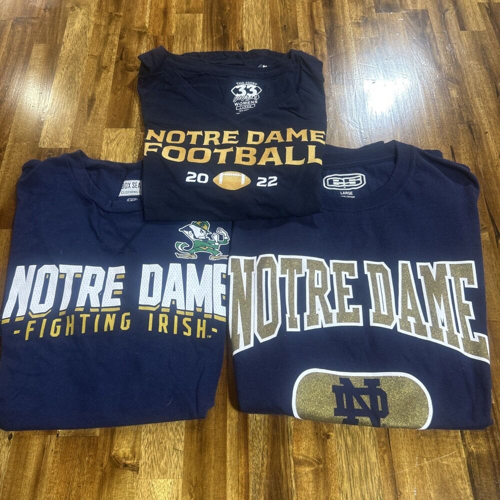 Notre Dame Football Irish Tradition Blue T-Shirts Men’s Women’s Large Lot of 3